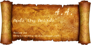 Apáthy Anikó névjegykártya